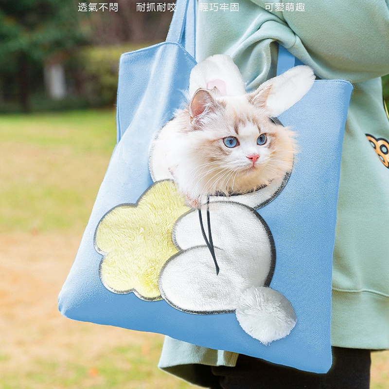 貓咪外出包 貓咪側背帆布袋  創意寵物外出包