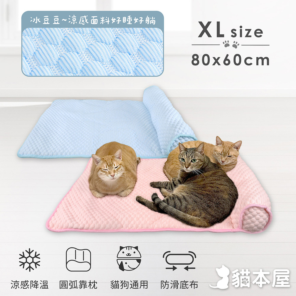 貓本屋 XL號冰豆豆涼感 靠枕寵物睡墊(80x60cm)