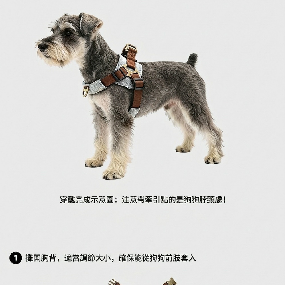 HEARNE紫寵狗牽引繩背心式寵物胸背帶小型犬泰迪狗雪納瑞專用狗繩