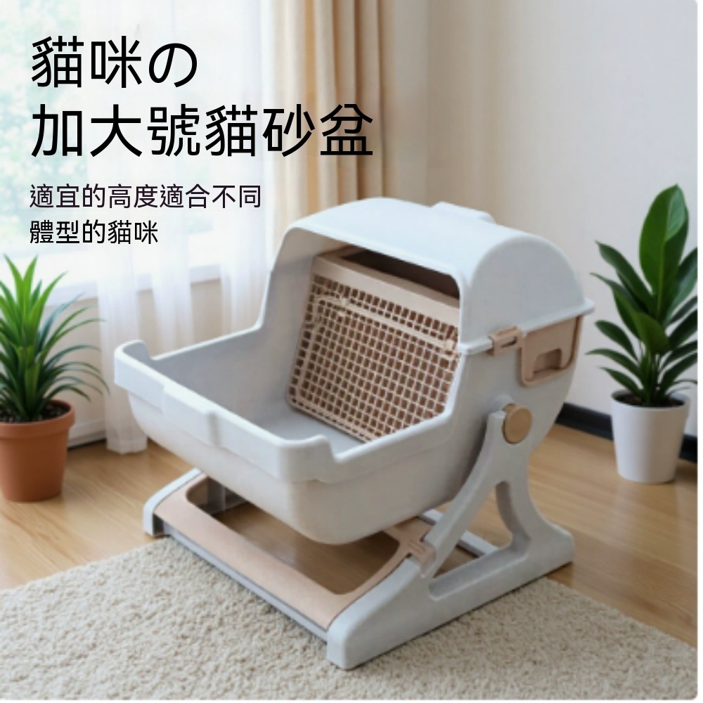 【銳達】貓砂盆 半自動免鏟屎貓砂盆 廠家直銷大號貓咪廁所 四季通用半封閉寵物馬桶 ZJ