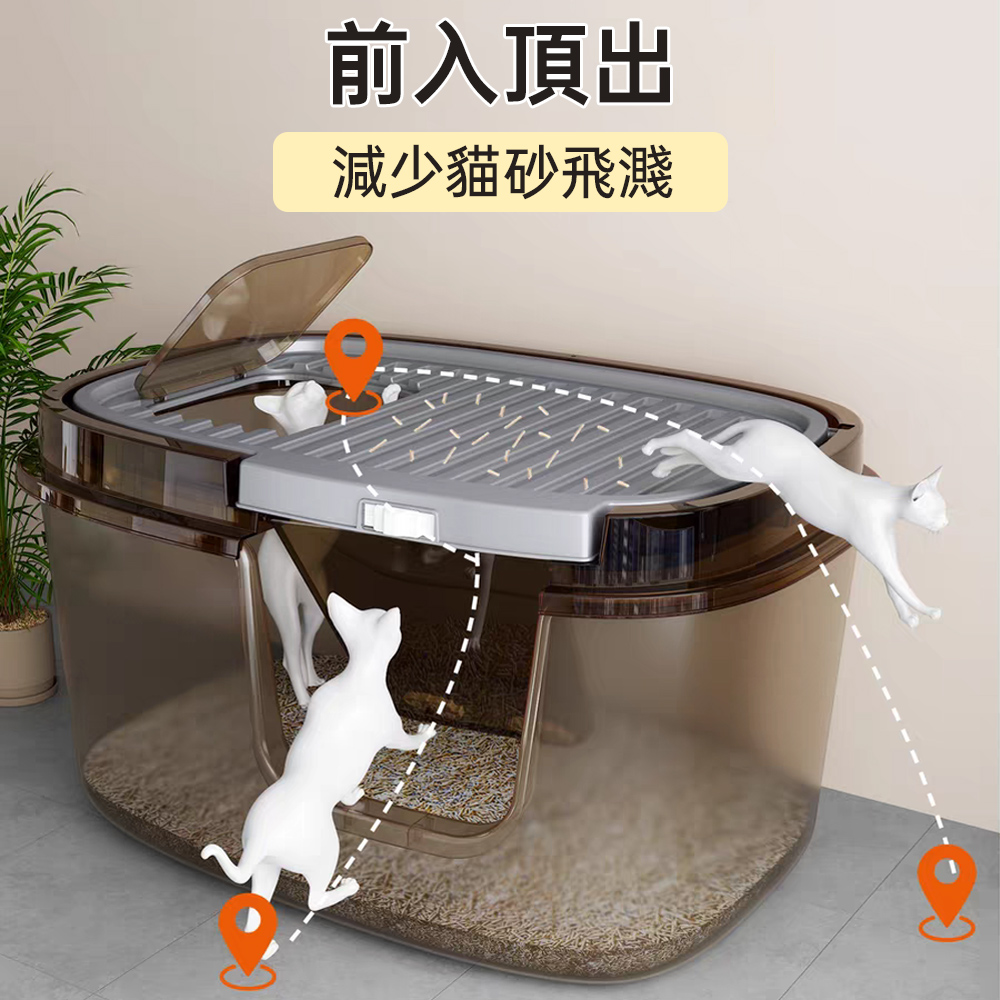 貓砂盆 全封閉貓砂盆 大型貓砂盆 上掀式貓砂盆 防噴砂貓砂盆 貓廁所 附貓砂鏟