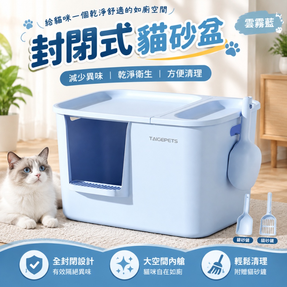 貓砂盆 封閉式貓砂盆 大號貓砂盆 貓廁所 側入式貓砂盆 可拆洗貓砂盆 掛式貓砂鏟貓砂盆 寵物貓便盆