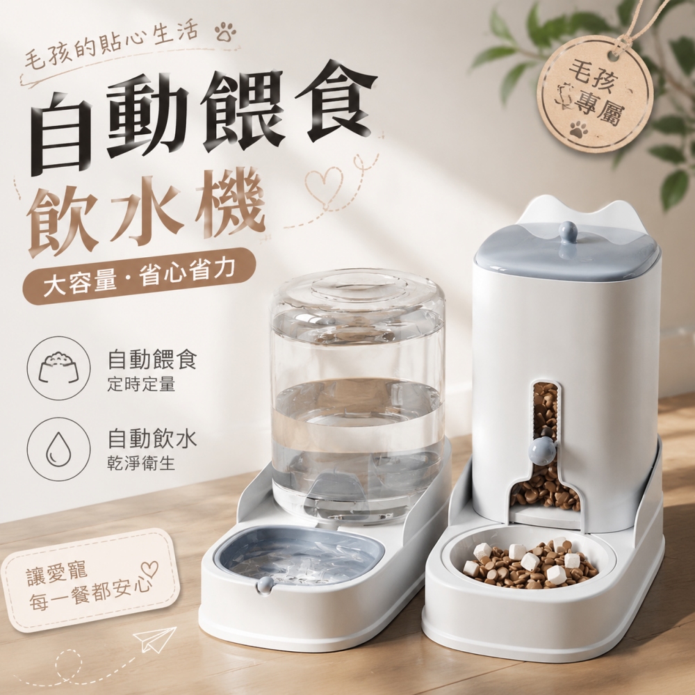 貓咪飲水機 寵物自動餵食器 狗狗餵水器 喝水神器 流動不插電水碗 寵物用品 7.6L儲糧/4.4L水桶 陶瓷碗