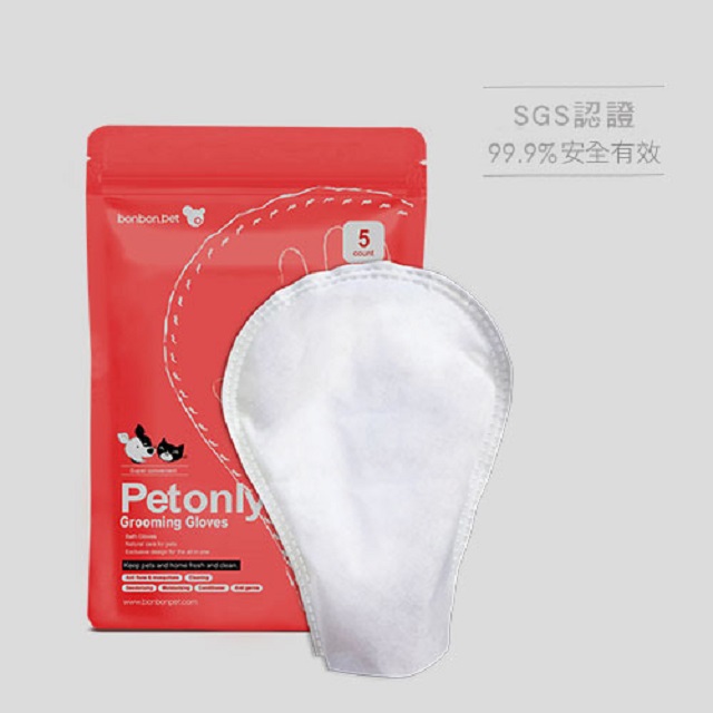 【bonbonpet】寵物濕巾貓狗擦澡手套5入/包