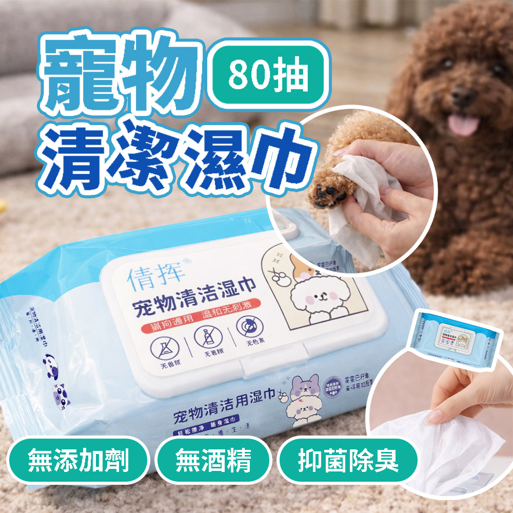 【小博嚴選】寵物濕紙巾 80抽x8包 貓狗適用 寵物濕巾 淚痕濕巾 淚腺清潔