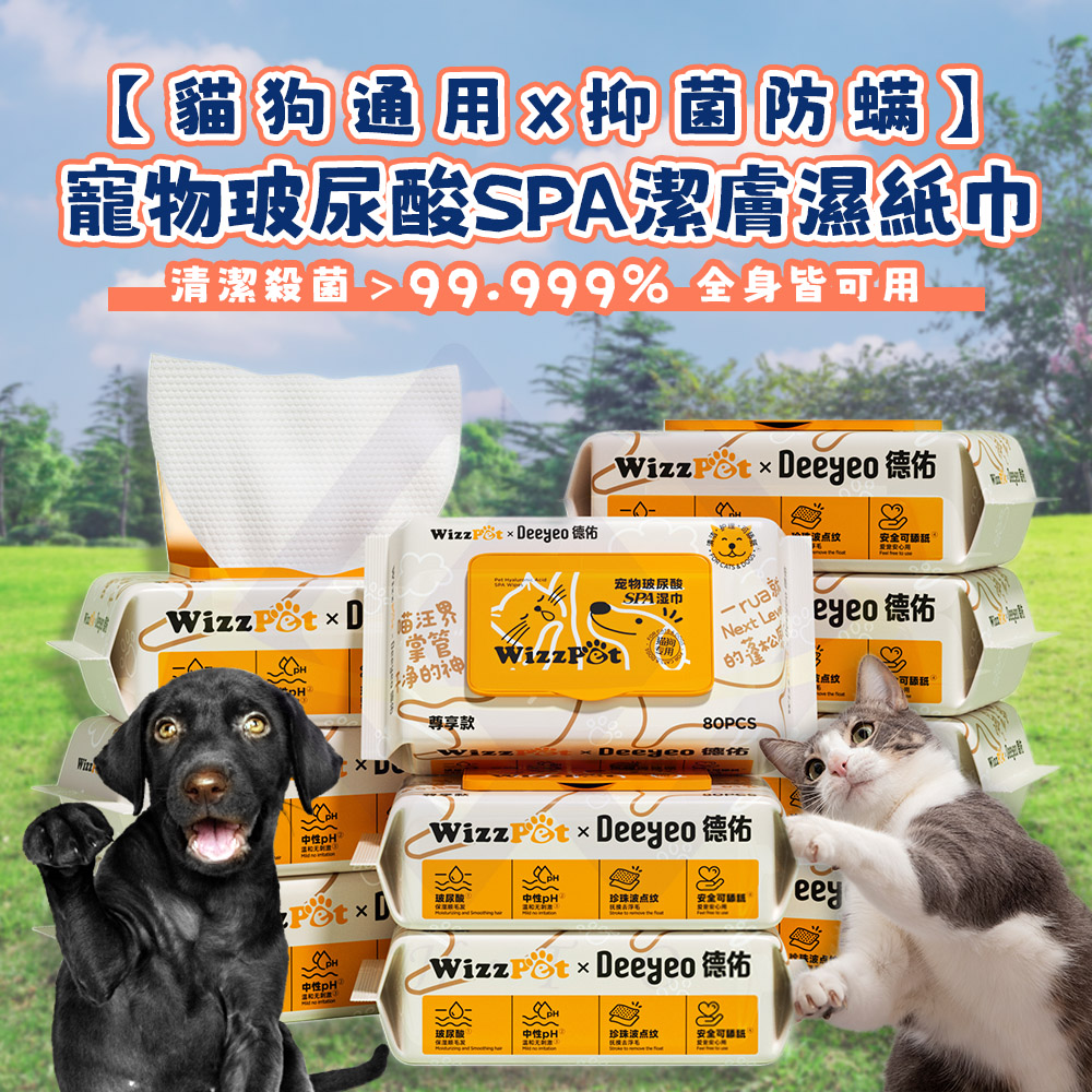 禾統 寵物玻尿酸SPA潔膚濕紙巾80抽-5包