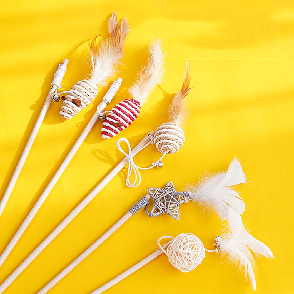 貓玩具木桿逗貓棒鈴鐺羽毛互動逗貓用品