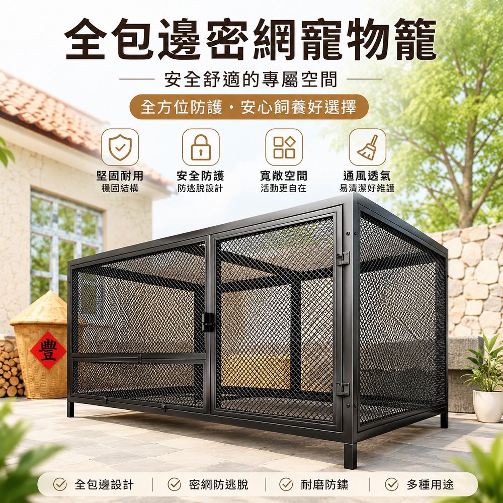 大型寵物籠 全包邊密網寵物籠 150*56*59CM(雞籠 鴨籠 寵物籠 帶天窗 多用途飼養籠 防逃脫金屬籠)