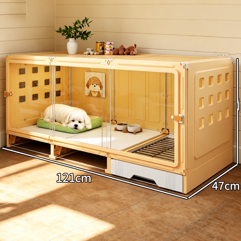【設彩】加高狗籠 121*47*54cm 小型犬新型狗窩 帶廁所狗屋別墅(45cm層高 分離網架)
