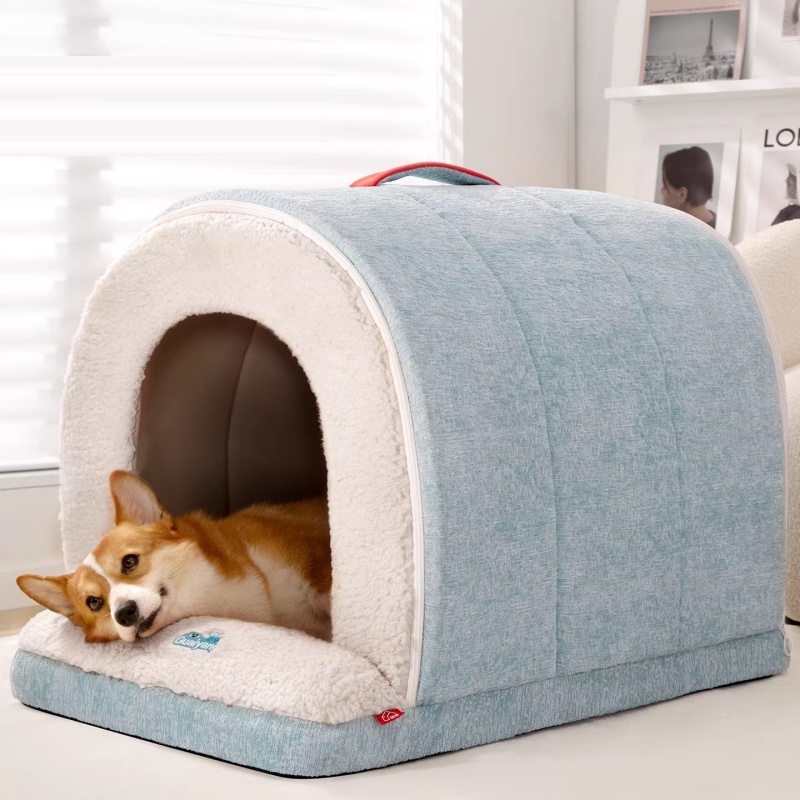 【銳達】豪華狗窩 保暖房 可拆洗中小型犬窩 半封閉式狗屋 冬加厚貓窩 四季通用寵物房子 多功能寵物家具