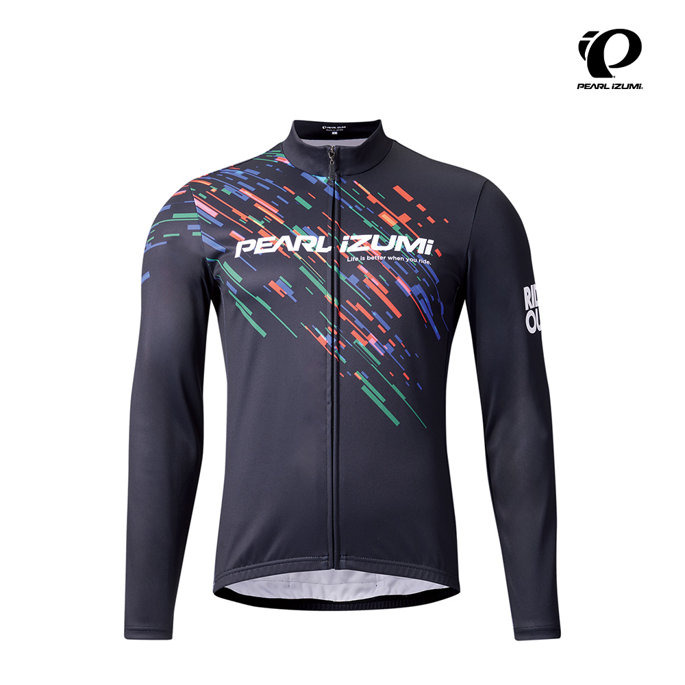 PEARL iZUMi 3455-BL-6 15度C 男款保暖長袖車衣 黑