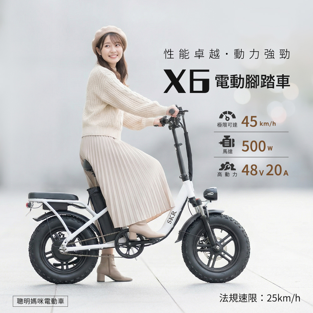 小旋風 X6 特仕版 16吋摺疊電動輔助自行車｜LED儀表板／方向燈／可載人／免駕照免牌照稅