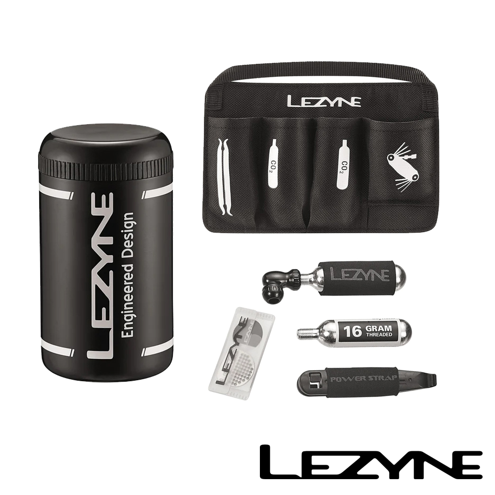 LEZYNE 工具罐組 附CO2鋼瓶+挖胎棒+補胎片 FLOW CADDY+REPAIR KIT  (工具罐/工具收納/工具/維修/補胎/自行車/單車)