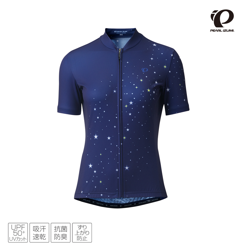 PEARL iZUMi W621-B-5 專業級 抗UV女性短袖車衣 藍底星空