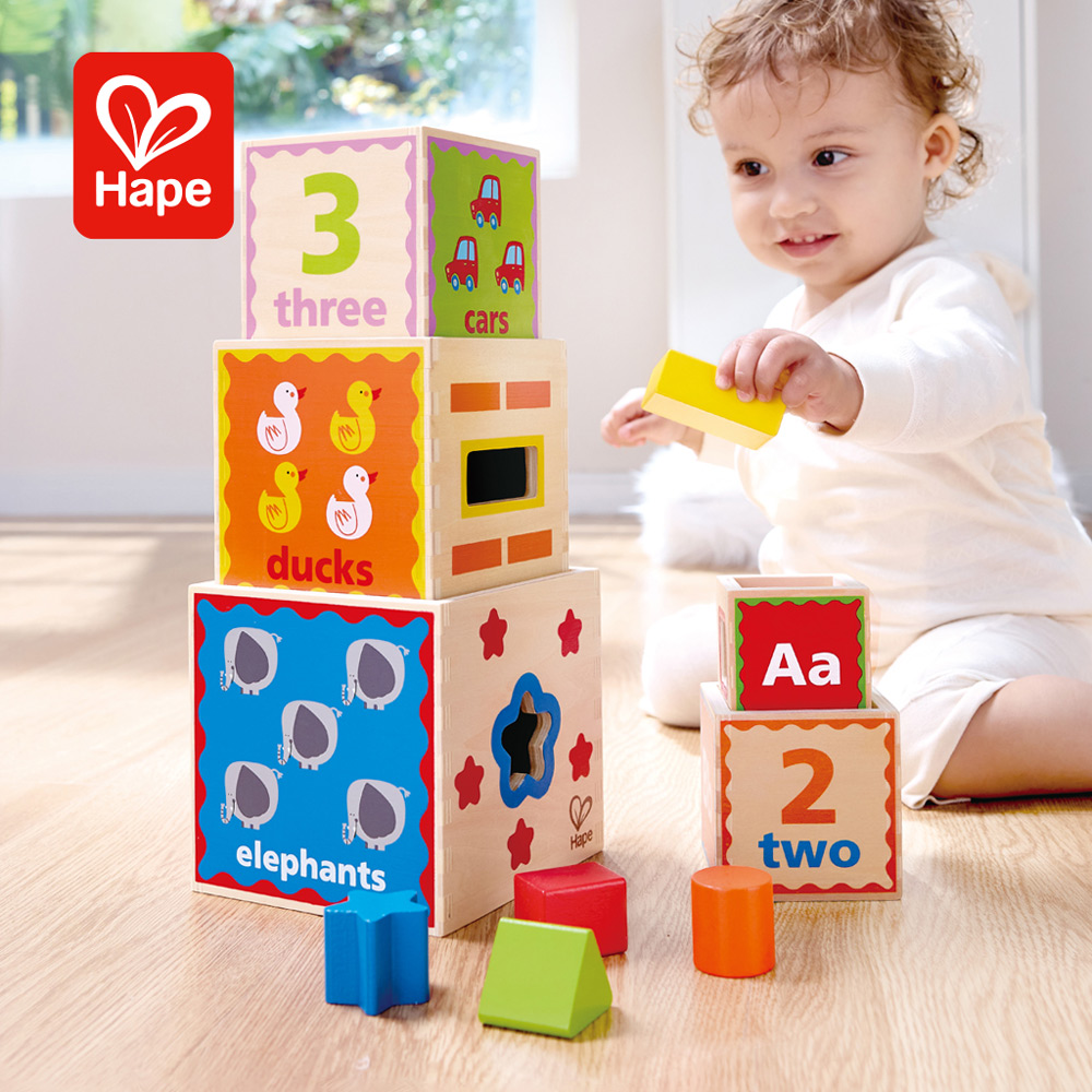 Hape 木製形狀顏色認知疊疊樂