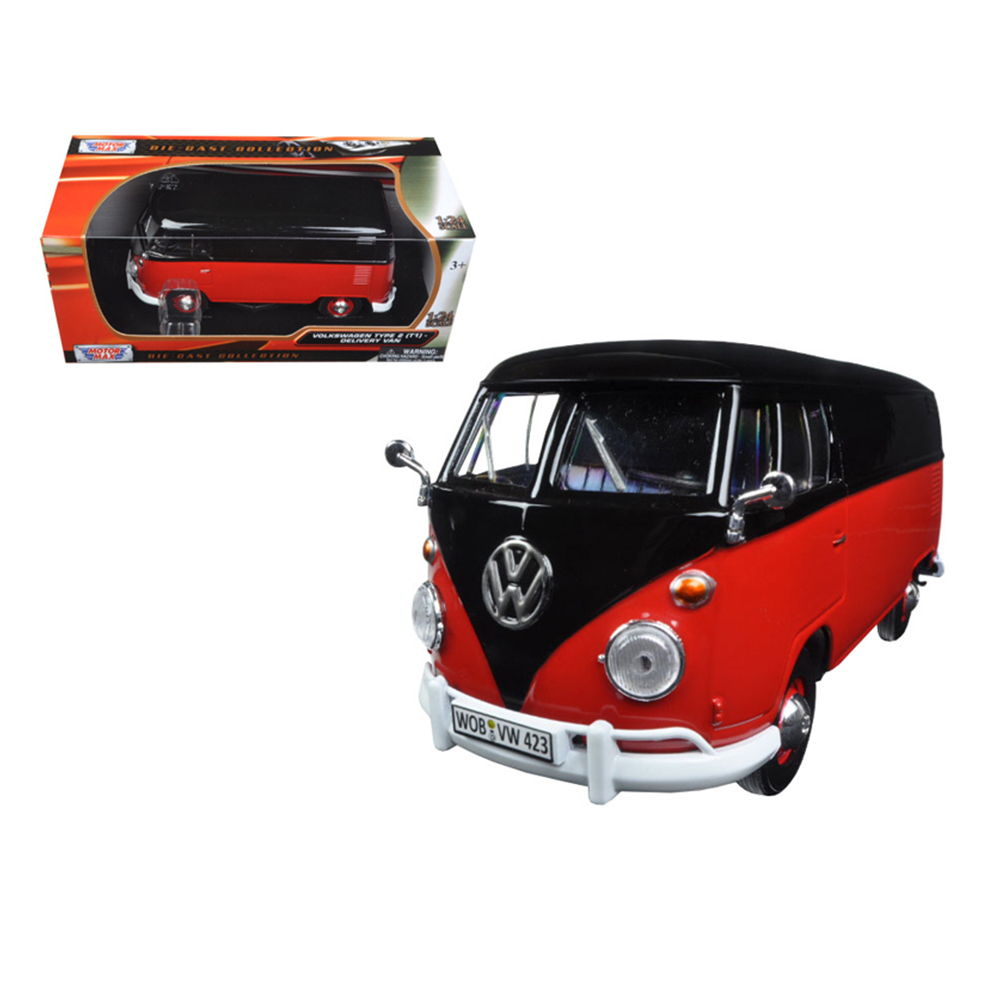 Motormax Volkswagen 1/24 福斯 合金車 胖卡紅黑