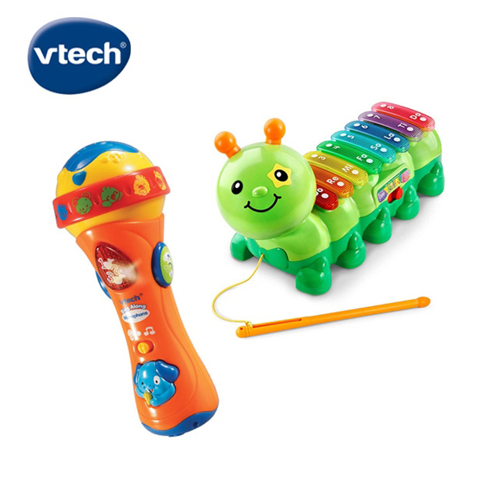 Vtech 　【寶寶律動玩具1+1超值組】寶寶麥克風+音樂毛毛蟲 - 多款任選  模仿學習是語言啟蒙的開始