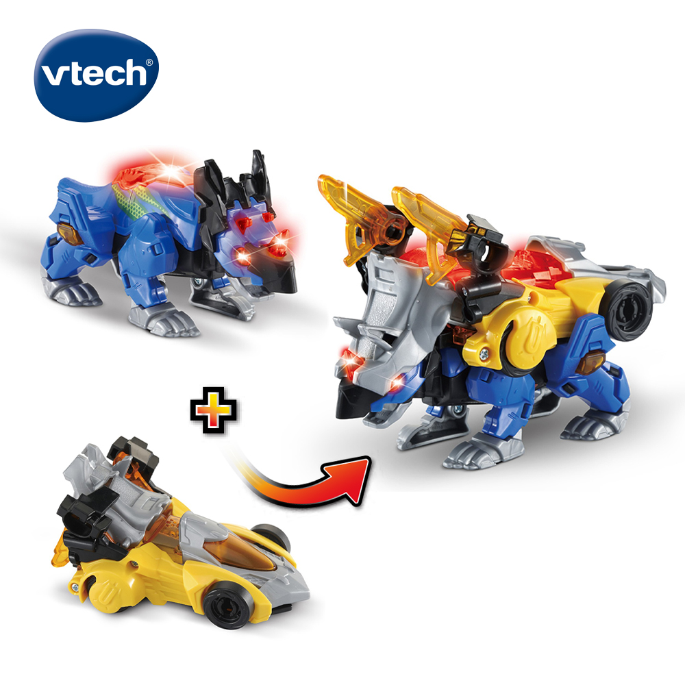 Vtech 聲光變形恐龍合體組-三角龍-迪諾斯