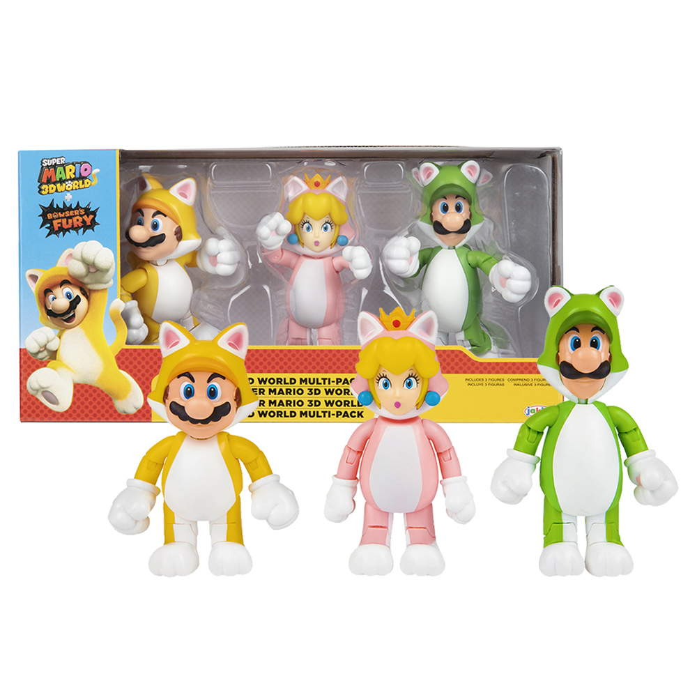 Nintendo 任天堂 瑪利歐4吋3D世界貓咪裝3入