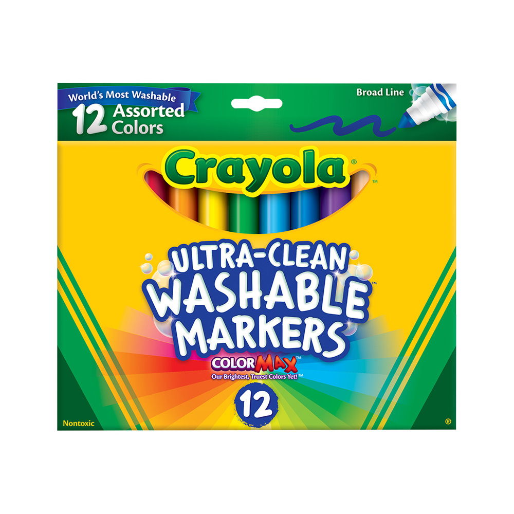 美國crayola 可水洗12色粗頭彩色筆