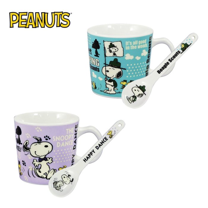 【日本正版】史努比 陶瓷 馬克杯 湯匙組 280ml 咖啡杯 YAMAKA陶瓷 Snoopy 219027 219034