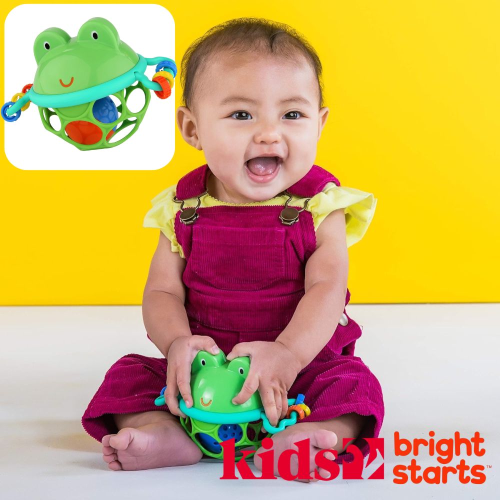 kids2 【美國kids2】Bright Starts Oball奧波軟球青蛙搖鈴 BS-00633