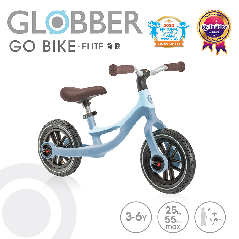 Globber 哥輪步 官方直營 法國 GO BIKE ELITE AIR 充氣胎平衡滑步車-銀河系灰藍