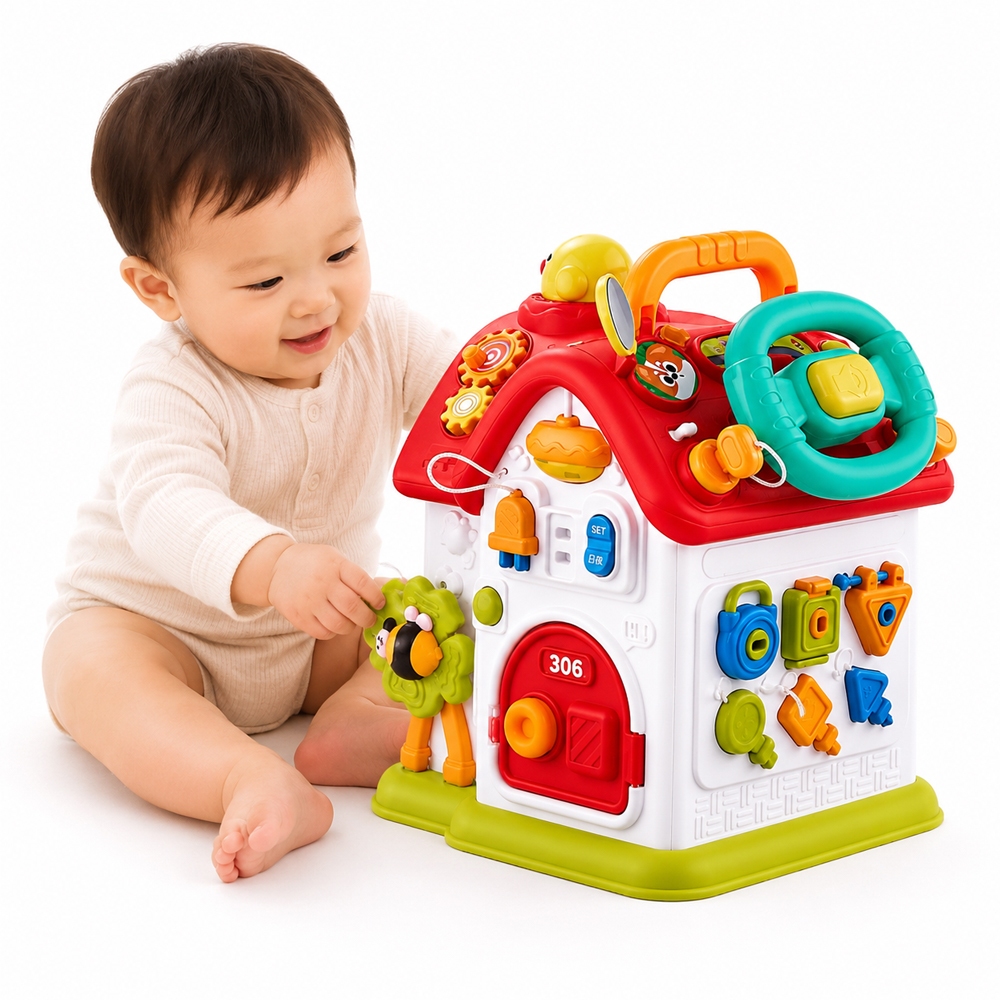 Mesenfants 啟蒙學習忙碌屋 早教玩具 聲光音樂六面盒玩具 模擬方向盤玩具