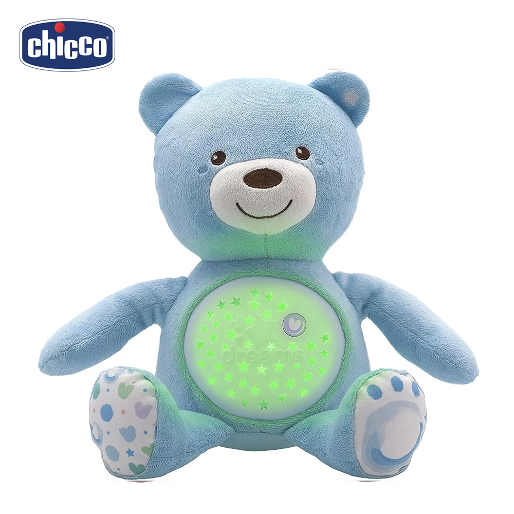 chicco 彩虹投射甜蜜晚安熊-粉藍