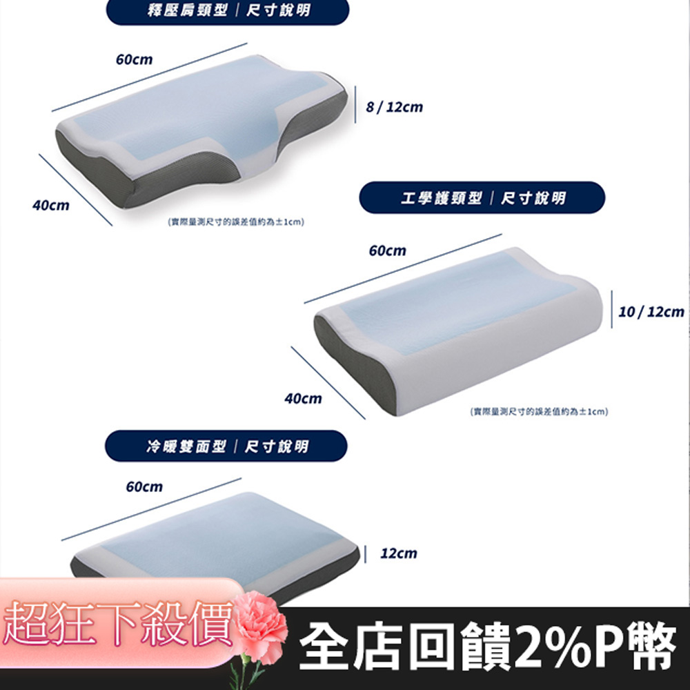 買一送一 冰晶涼感記憶枕 冷凝膠 枕頭 枕芯 多款任選 (獨家贈舒柔棉枕套2入)隨機出貨