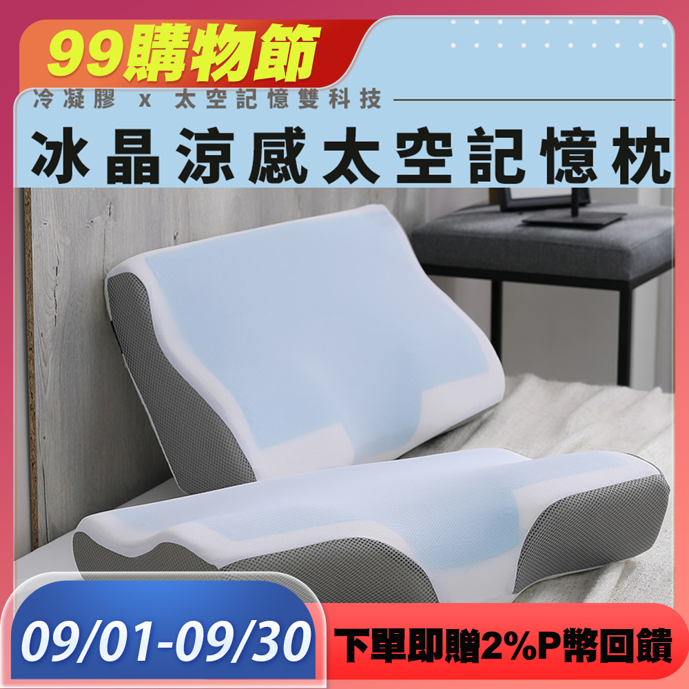 買一送一 冰晶涼感記憶枕 冷凝膠 枕頭 枕芯 多款任選 (獨家贈舒柔棉枕套2入)隨機出貨
