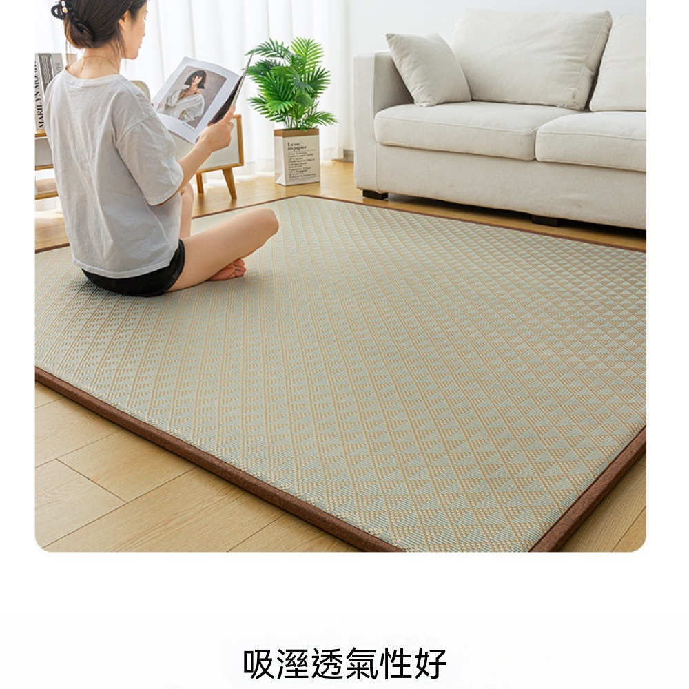 涼席地墊 藤席地垫 睡觉打地铺 榻榻米床垫 午睡垫 冰藤席子 午休地鋪墊 夏季涼席墊100*200cm