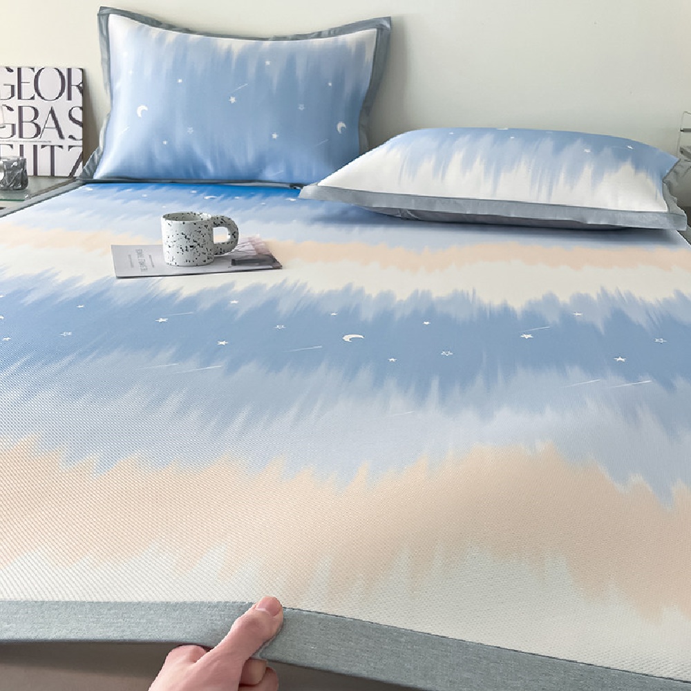 【銳達】牛奶絲冰藤冷感軟席三件套 星辰大海 180×200cm 可機洗夏季空調涼席