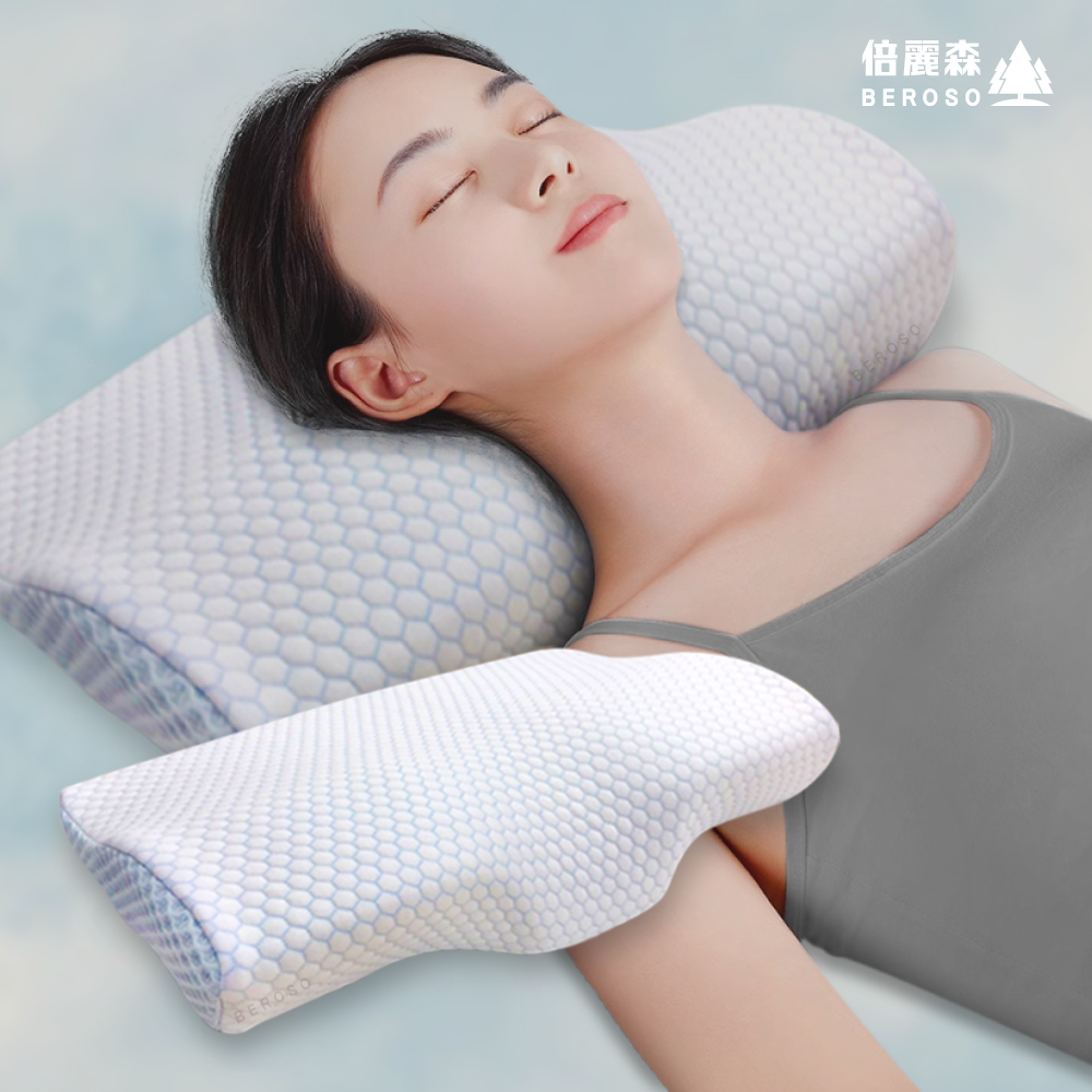 買一送一涼感冰絲透氣護頸防鼾記憶枕-兩入組