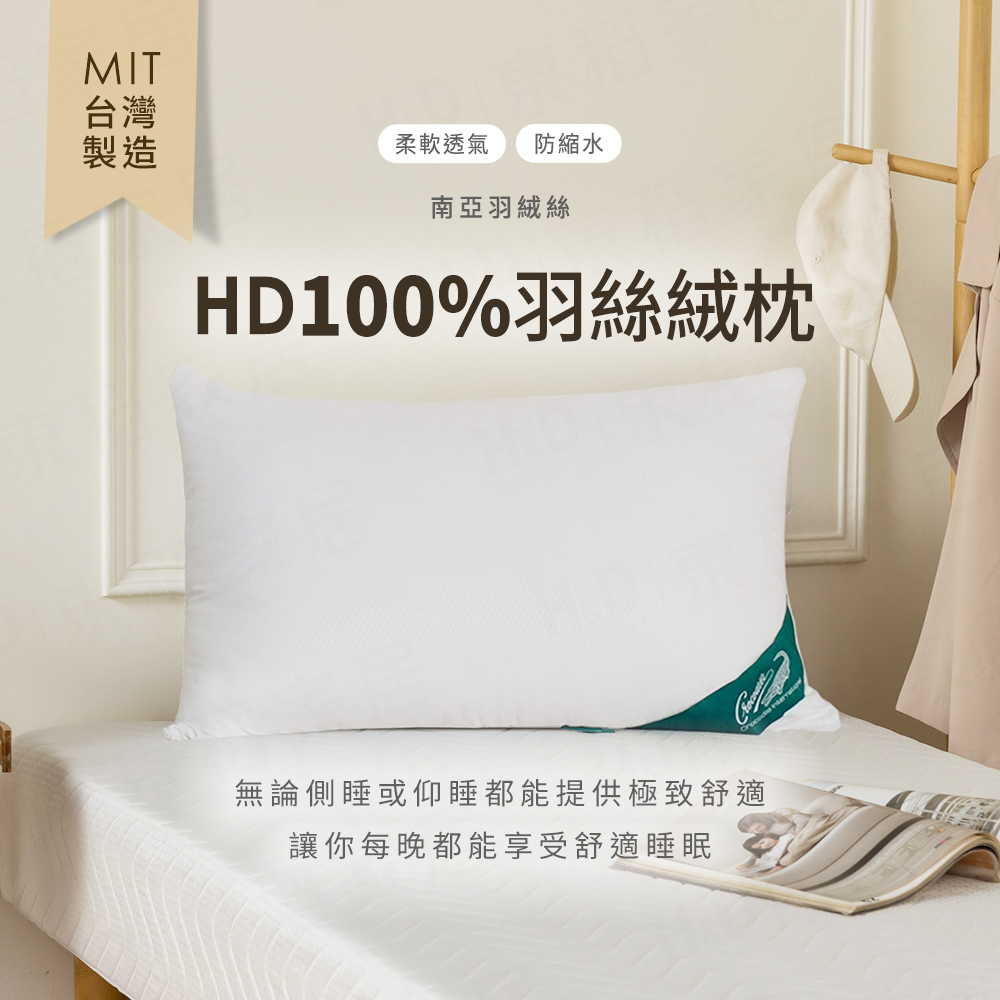 H&D 東稻家居 MIT台灣製 HD100%羽絲絨枕 南亞羽絨絲枕