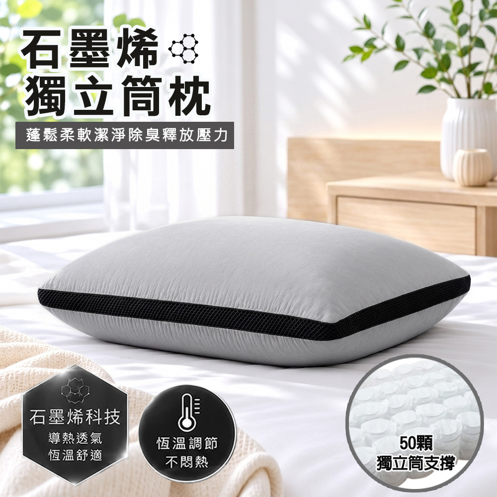 sleep peacefully 寢室安居 石墨烯羽絲絨獨立筒枕(舒眠/釋放壓力/透氣)