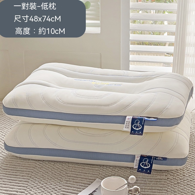 枕頭 枕芯 護頸椎 助睡眠 成人頸椎枕 家用壹對裝高度約10cm 久睡不塌 透氣網眼布面料48*74cm