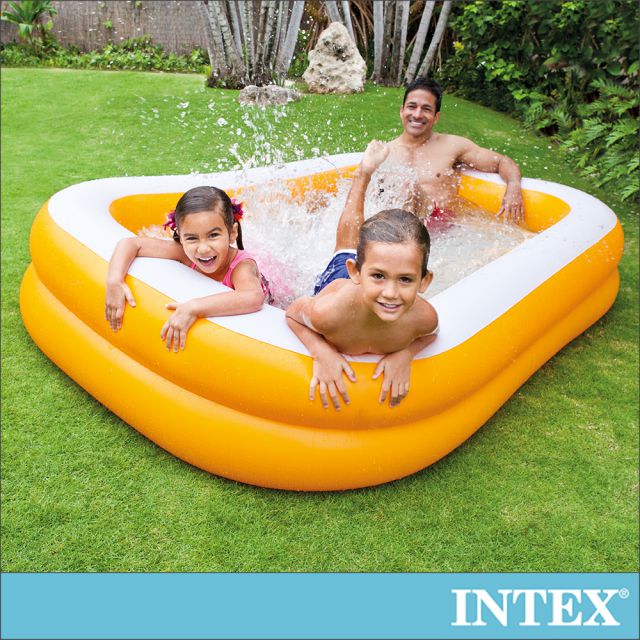 INTEX 桔色長方型游泳池229x147x46cm(600L)3歲+ (57181)