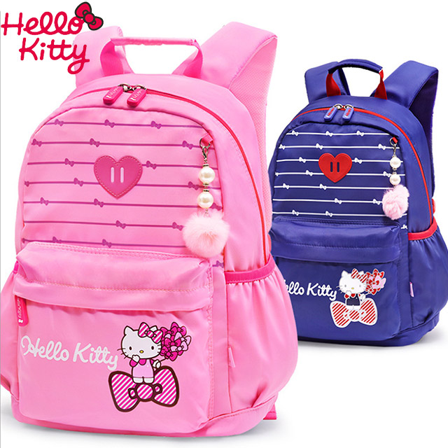 優貝選 三麗鷗HELLO KITTY簡約條紋小學生書包 後背包1-3年級適用