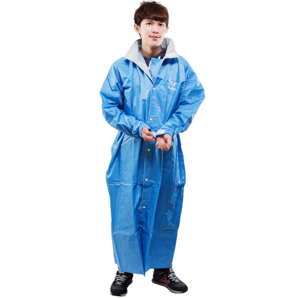 JUMP 將門 新二代前開素色雨衣-藍色-超大5XL+通用鞋套