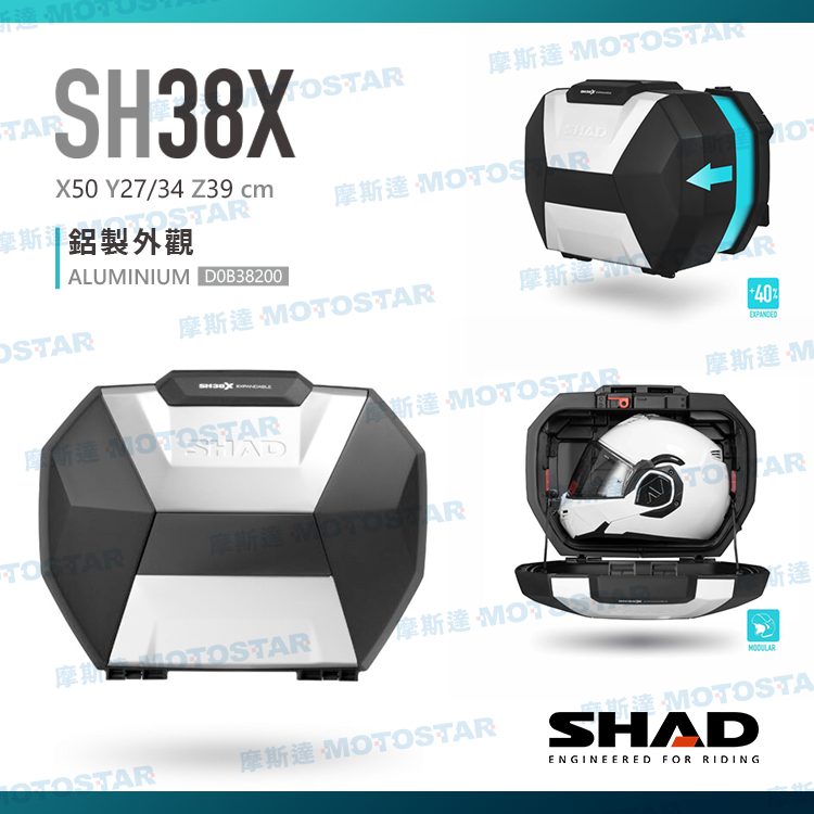 SHAD SH38X 摩托車側箱 可擴充容量 SHAD置物箱 機車側箱 機車行李箱 機車置物箱 摩托車行李箱【西班牙進口】