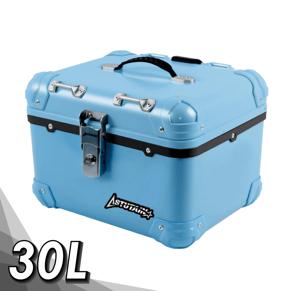 Astutain 阿斯圖坦 【Astutain】阿斯圖坦 30L 塑合金烤漆車尾箱 機車後箱 機車後備箱 機車置物箱 行李箱(復古圓角/淡鹽藍)