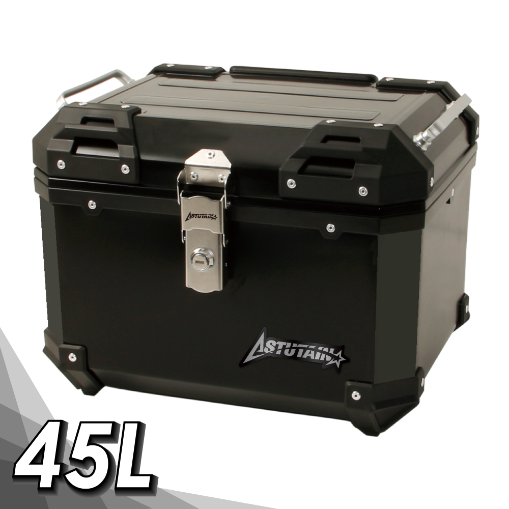 Astutain 阿斯圖坦 【Astutain】阿斯圖坦 45L 塑合金烤漆車尾箱 機車後箱 機車後備箱 機車置物箱 機車行李箱(黑)