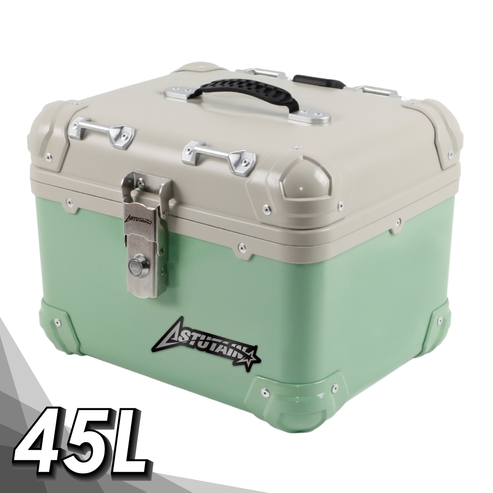 Astutain 阿斯圖坦 【Astutain】阿斯圖坦 45L 塑合金烤漆車尾箱 機車後箱 機車後備箱 機車置物箱 行李箱(復古圓角/灰綠)