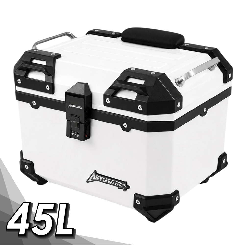 Astutain 阿斯圖坦 45L 密碼鎖 塑合金車尾箱 機車後箱 機車後備箱 機車置物箱 機車行李箱(白)