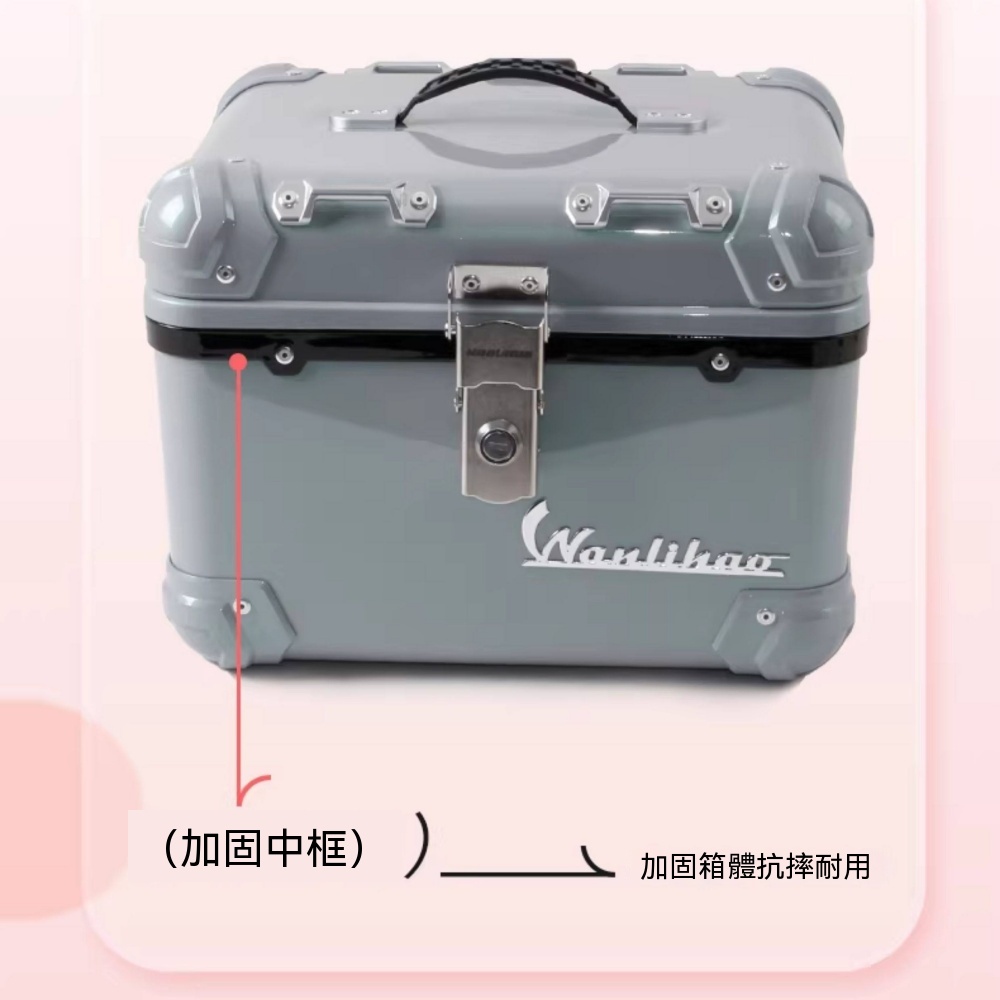復古圓角摩托車後置物箱 23L機車後箱 大容量機車後備箱 輕量化機車置物箱 收納包裹機車行李箱 機車後箱