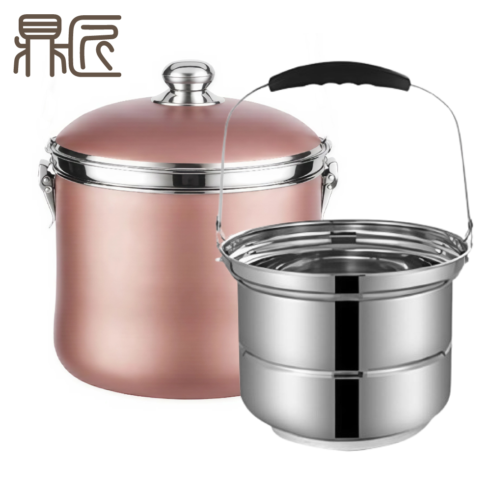 鼎匠 限時特價★304不鏽鋼7L高效節能免火再煮鍋燜燒鍋悶燒鍋 長效續煮加厚升級雙層保溫提鍋蒸籠湯鍋露營