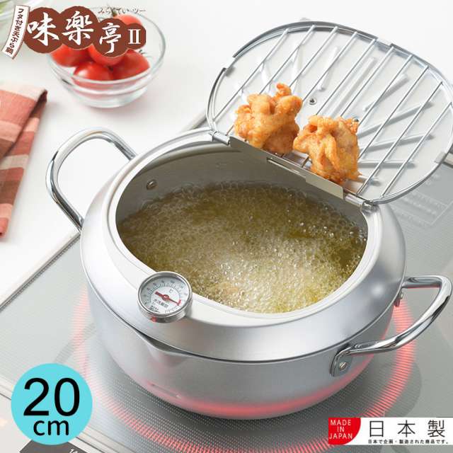 【味樂亭】日本進口鐵製油炸鍋(附蓋/溫度計) 20CM