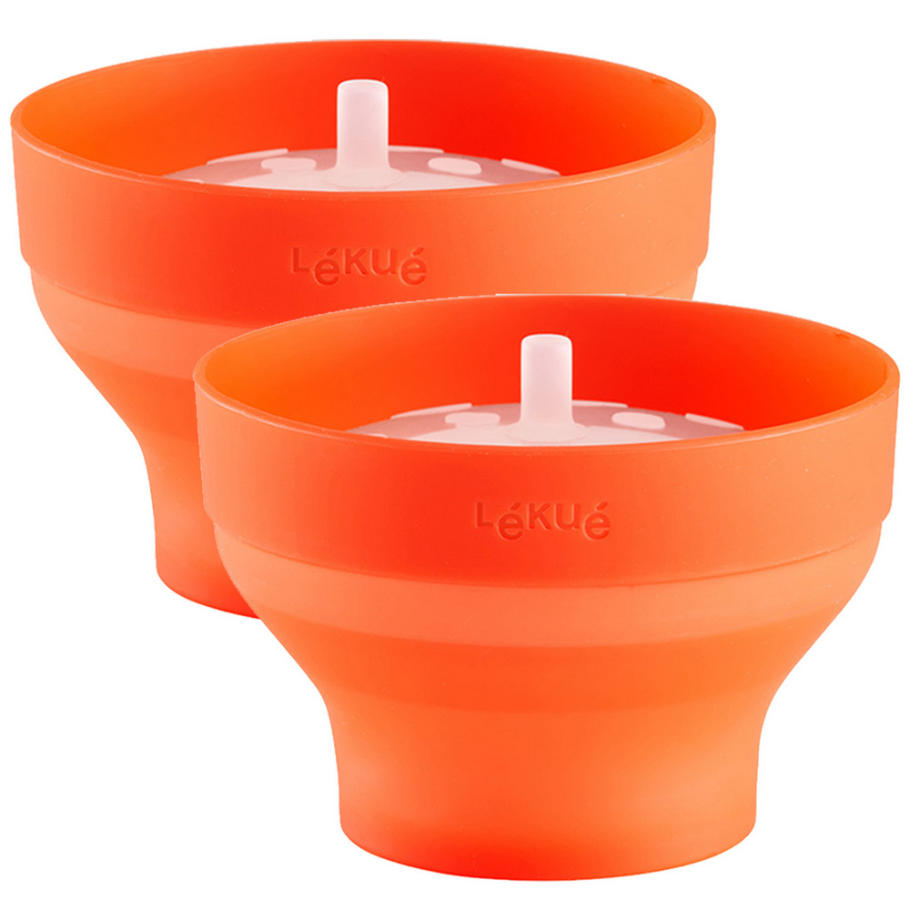 LEKUE 西班牙 爆米花料理盒2入(橘12.5cm) / 耐熱 微波料理 懶人料理 可機洗 洗碗機可洗