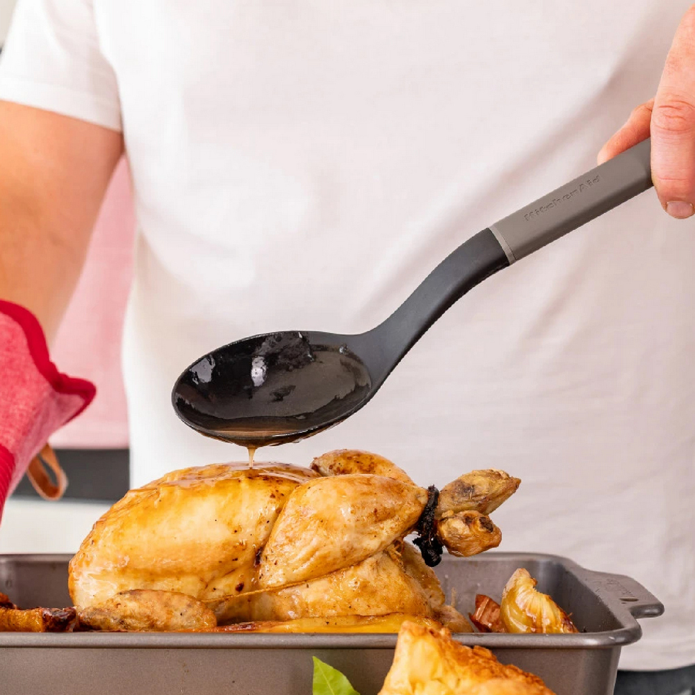 KitchenAid 美國 不沾鍋尼龍料理匙(岩灰34.5cm) / 湯匙 攪拌匙 攪拌杓 料理杓 煎匙 可機洗 洗碗機可洗